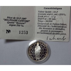 France - 10 Francs argent 1987 BE Millénaire Capétien