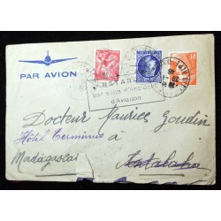 RARE lettre 1946 " RETARDE par suite d'accident d' aviation" MADAGASCAR"