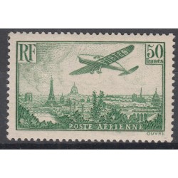 TIMBRE N°14 - 50 f. vert-jaune - 1936 - NEUF* - Signé Calvès - Cote 1200 Euros