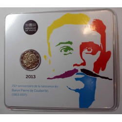 Blister BU 2€ commémorative France 2013 - Coubertin