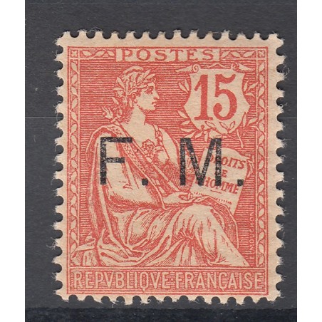 TIMBRE DE FRANCHISE 15 c. vermillon N°2 NEUF 1901-04  Côte 100 Euros