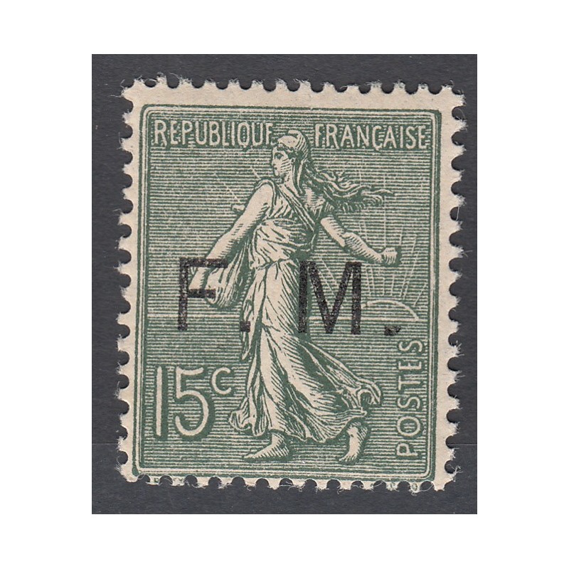 TIMBRE DE FRANCHISE 15 c. vert olive N°3 NEUF** 1901-04  Cote 210 Euros