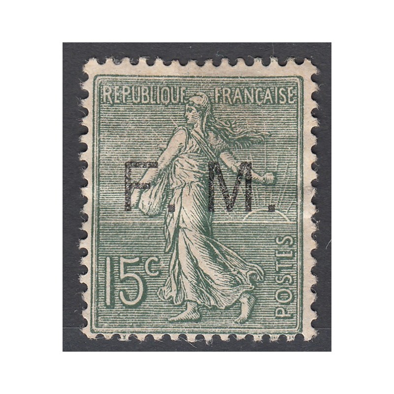 TIMBRE DE FRANCHISE 15 c. vert olive N°3 NEUF Signé 1901-04  Cote 80 Euros