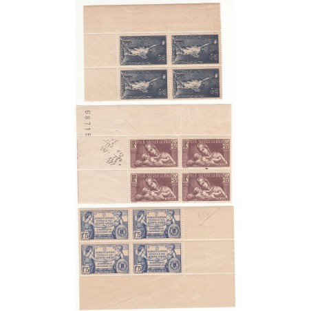 BLOCS DE 4 TIMBRES N° 352-356-357 Année 1937 NEUFS