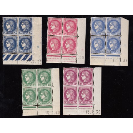 COINS DATES 5  blocs de 4 timbres Cérès 1938-1941 NEUFS