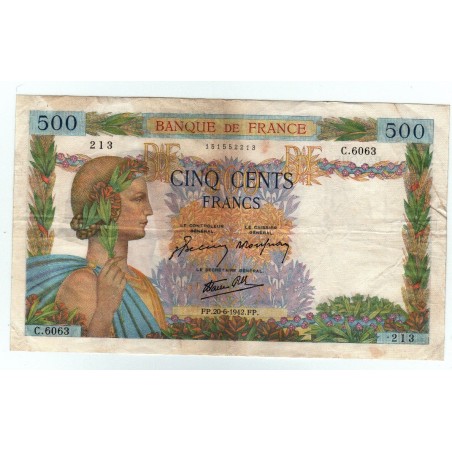 LA PAIX - 500 Francs 20-06-1942 TTB+