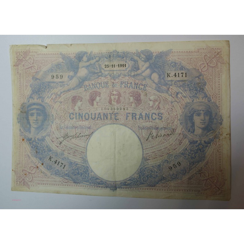 Billet de 50 FRANCS Bleu et rose 25-11-1911 Fay. 14.24