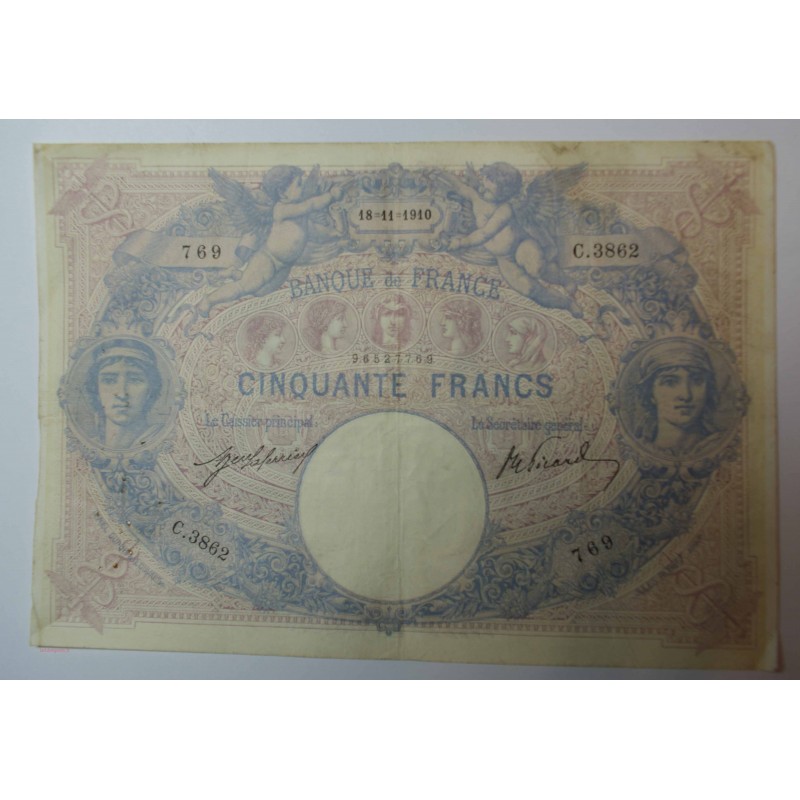 Billet de 50 FRANCS Bleu et rose 18-11-1910 Fay. 14.23