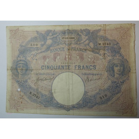 Billet de 50 FRANCS Bleu et rose 17-12-1909 Fay. 14.22