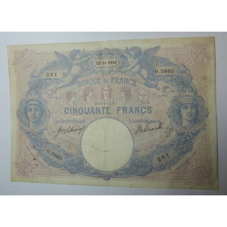 Billet de 50 FRANCS Bleu et rose 22-11-1910 Fay. 14.23