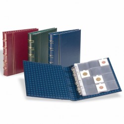 Album Bleu cadres pièces de monnaie OPTIMA, design classique + 10 pochettes transparentes LEUCHTTURM