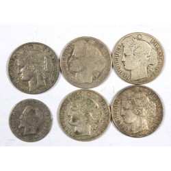 lot de 50 centimes Cérès 1871 A, 1886 A rare, 1888 A, 1894 A +