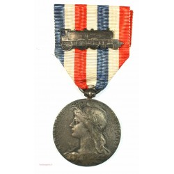 Médaille Argent Chemins de fer avec agrafe locomotive, attribuée en 1922