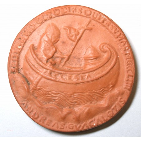 Médaille Epreuve en terre cuite Papale Nicolas V 1447-1455 - terre cuite