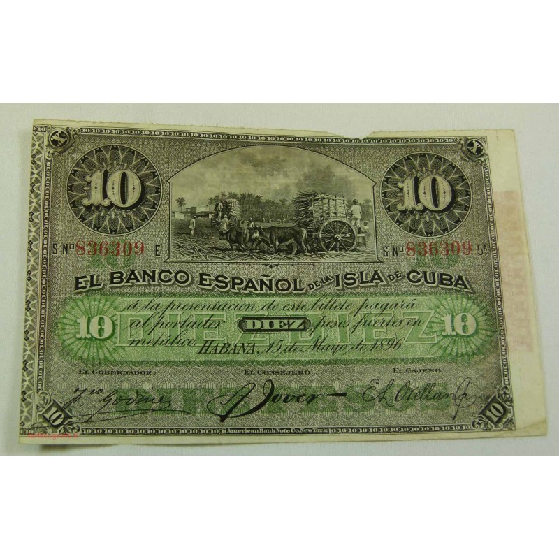 Billet, Havane, 10 pesos 1896