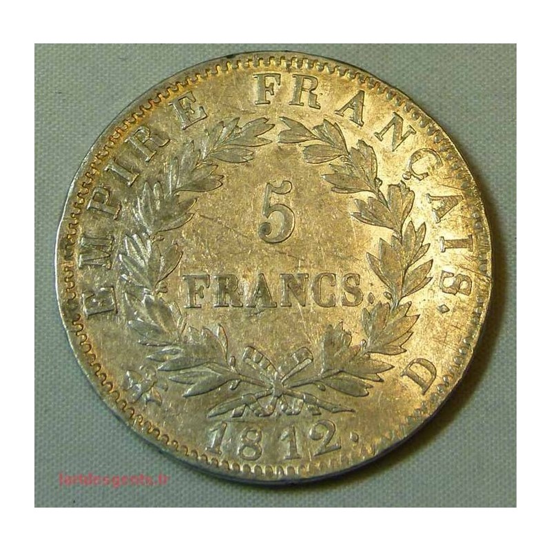 France - Ecu de 5 Francs Napoléon Ier 1812 D Lyon