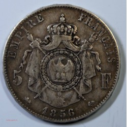France - Ecu de 5 Francs Napoléon III 1856 D Lyon tête nue