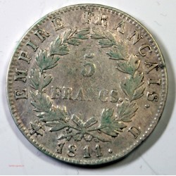 France - Ecu de 5 Francs Napoléon Ier 1811 D Lyon