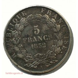 France - Ecu de 5 Francs Napoléon III Tête nue 1852 A Paris