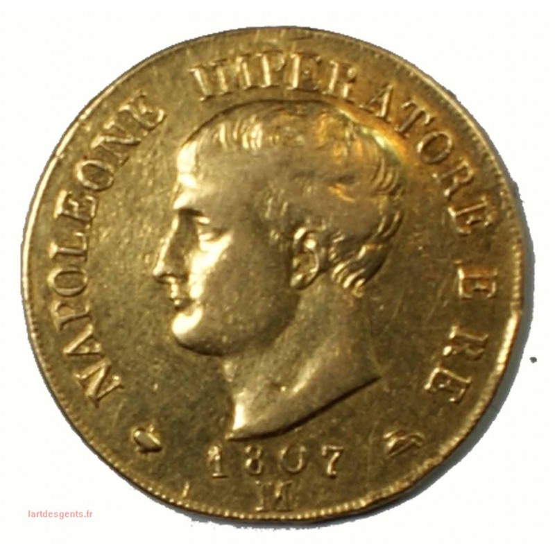 Royaume d' Italie - 40 lire OR 1807 Milano or Napoleone Imperatore