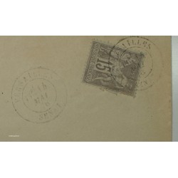 15c Sage type IIB gris pale sur lettre avec cachet à date SENAT du 14 mai 1878