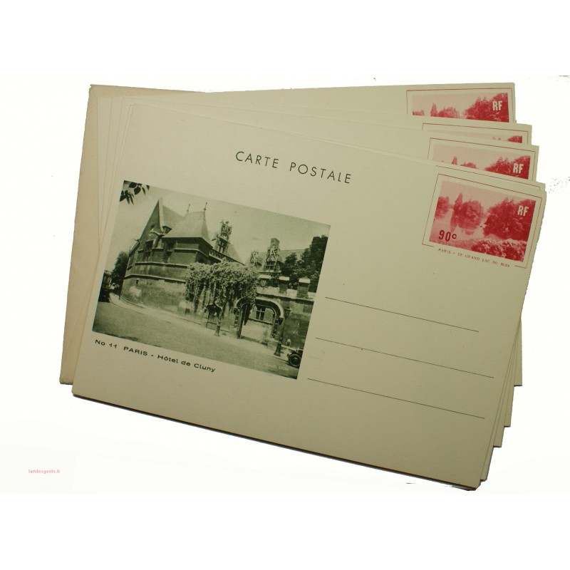 5 entiers postaux 90c "le grand lac du bois" 1935 a/pochette
