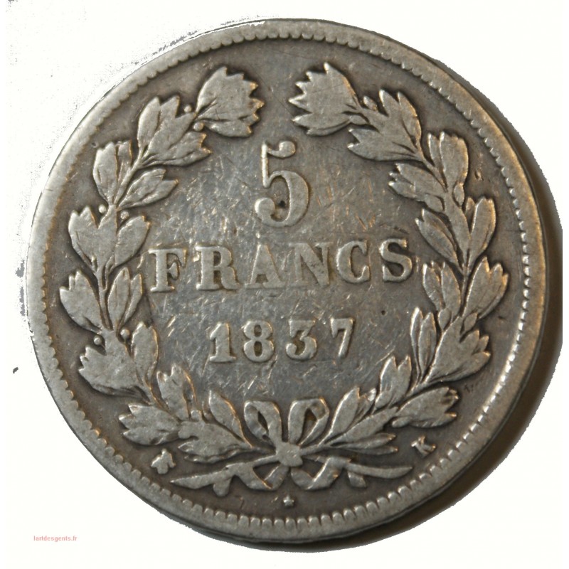 Ecu Louis Philippe Ier - 5 Francs 1837 K Bordeaux