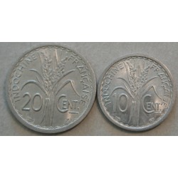 INDOCHINE - 10 Cent. 1945 et 50 Cent. 1945 en aluminium