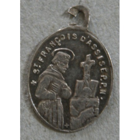 Médaillette argent ST Antoine de Padoue et ST François d'Assise