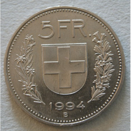 Suisse -  5 francs 1994 frappe médaille