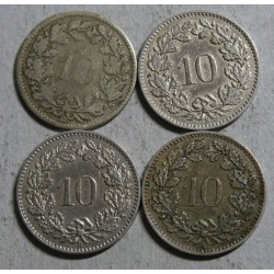 Suisse - Helvétique 10 rappen 1850-1880-1881-1884 (2)