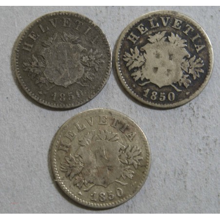 Suisse -  3 x 20 rappen 1850 bb