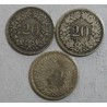 Suisse -  3 x 20 rappen 1850 bb