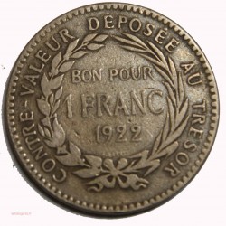 MARTINIQUE - Bon pour 1 Franc 1922