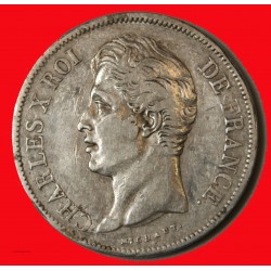 CHARLES X - écu 5 Francs 1827 W Lille TB+