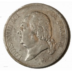 LOUIS XVIII - écu 5 Francs 1821 A PARIS TTB