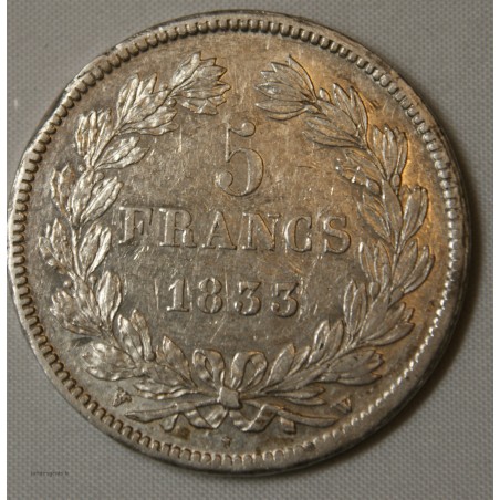 Louis Philippe Ier - écu 5 Francs 1833 W LILLE