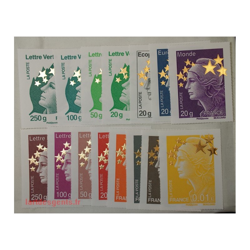 TIMBRES - Série 2012 Maxi Marianne Etoile d'or 15 timbres neuf**