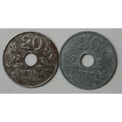 ETAT FRANCAIS - 20  centimes 1944 fer et zing