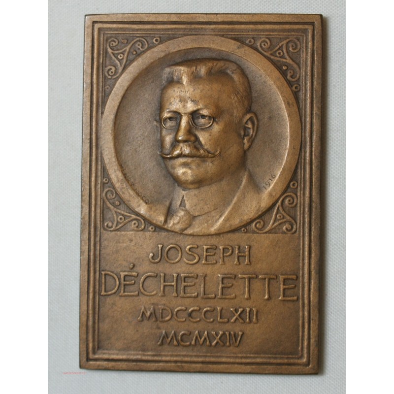 Médaille plaque Joseph DECHELETTE (ARCHEOLOGUE) 1916 par HENRY NOCQ
