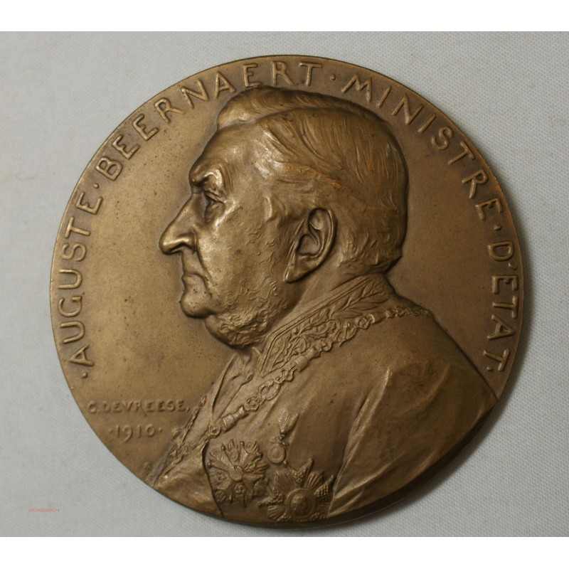 Médaille A. BEERNAERT MINISTRE D ETAT 1910 (BELGIQUE), par C. DEVREESE