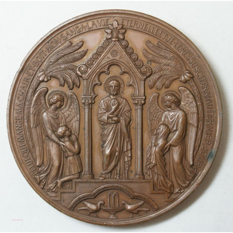 Médaille BAPTEME, COMMUNION, CONFIRMATION 1865 par OUDINE