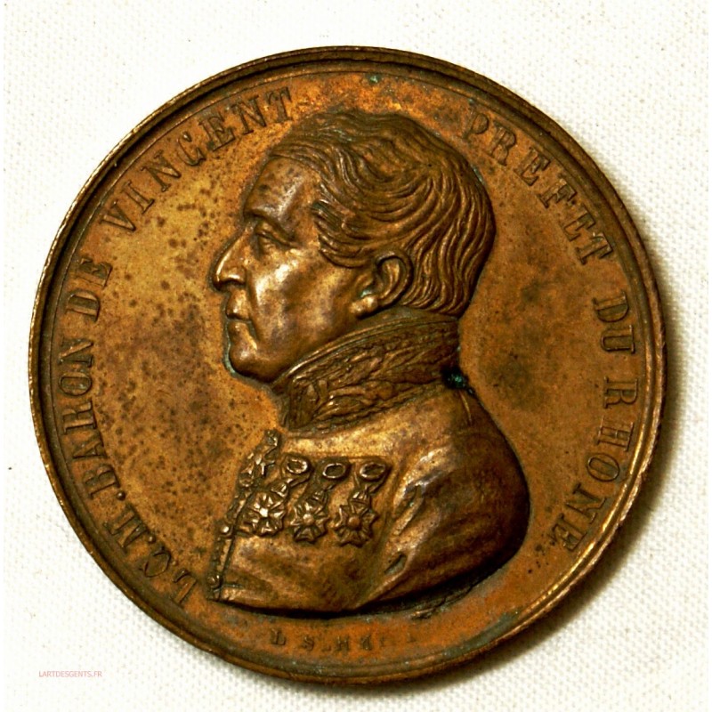 MEDAILLE L.C.M Baron de Vincent Préfet du Rhone 2 déc. 1851