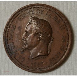 Médaille visite de Napoléon III à Lille en 1867 par J.C. Chaplain