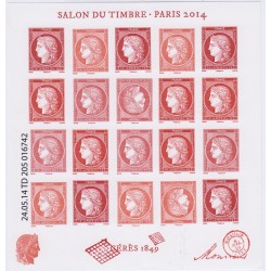 FEUILLET SALON DU TIMBRE 2014 Cérès gravé NEUF** COTE 160 EUROS L'ART DES GENTS