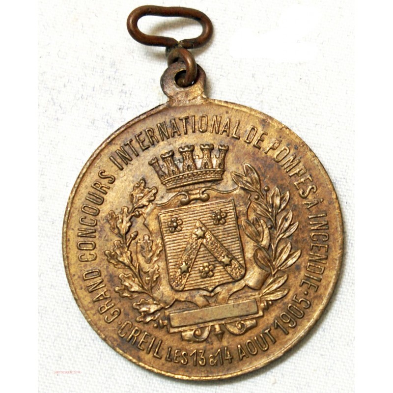 Médaille jeton, CONCOURS INTER. de pompe à Incendie CREIL 1905