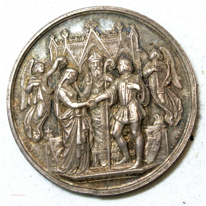 Médaille argent Mariage attribué 1883 par BORREL.F