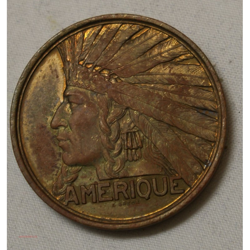 Médaille EXPOSITION COLONIALE 1931 Tête d' indien par Bazor