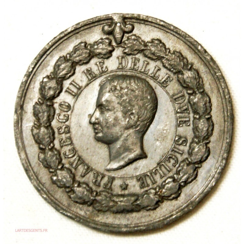 Médaille Francesco II  campagna di sett. ott. 1860 rare étain