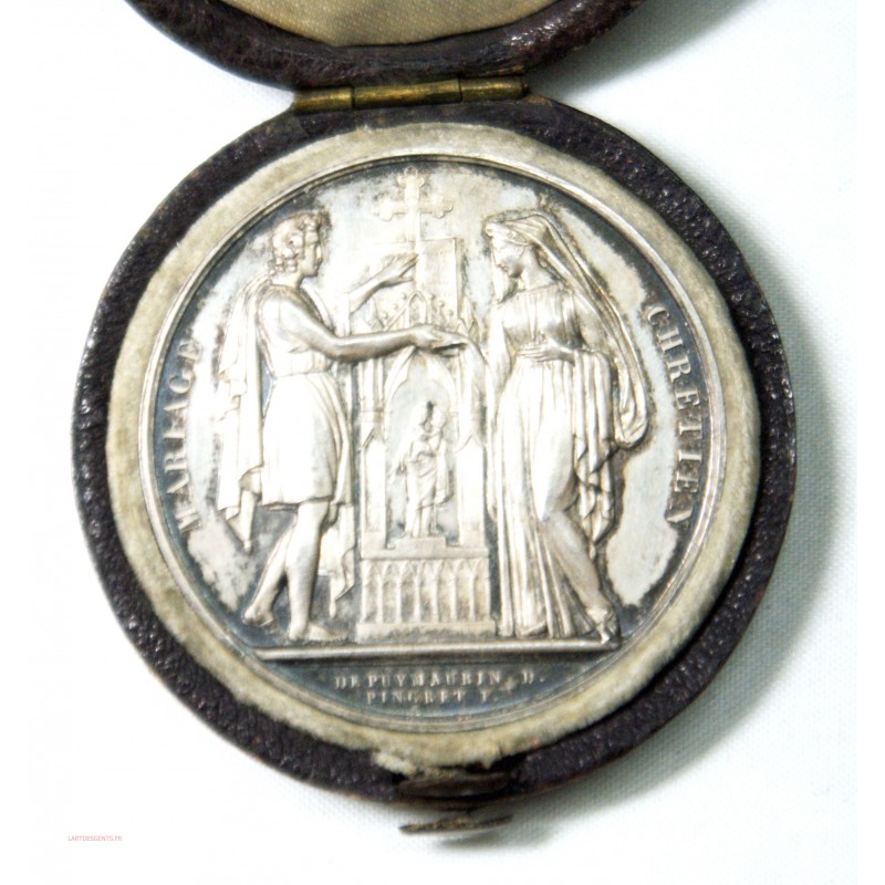 Médaille argent Mariage Chrétien attribuée 1843 par DEPUYMAURIN D.
